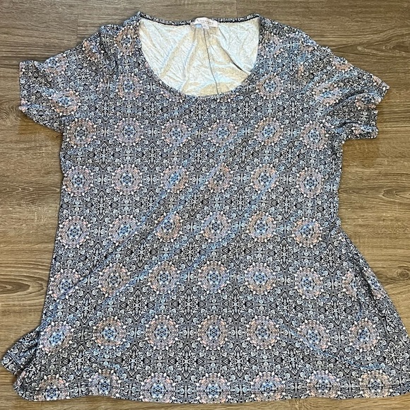 Philosophy Tops - philosophy Women's Size 2X   Blue Floral Short Sleeve Tunic Top​​​​​